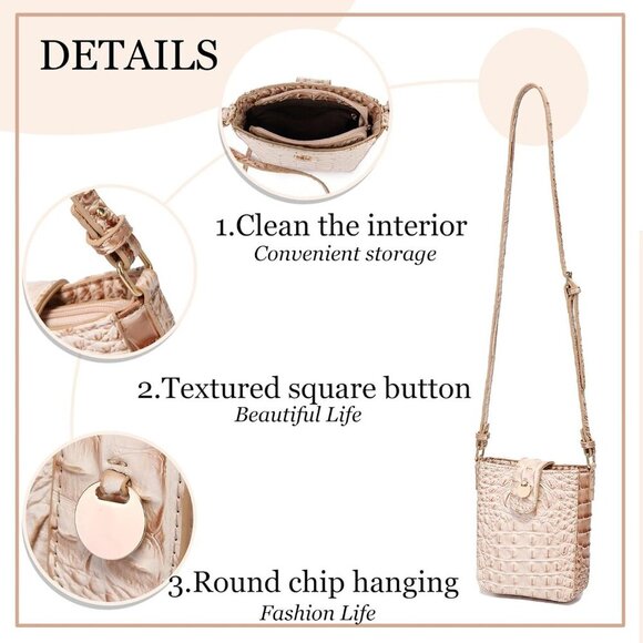Crocodile Embossed Small Crossbody Bag Fashionable Magnetic Buckle Decoration Sh - Picture 6 of 7
